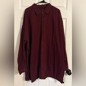 George Foreman Men’s 4xbig Long Sleeve Button Up Red With White Striped Stiching